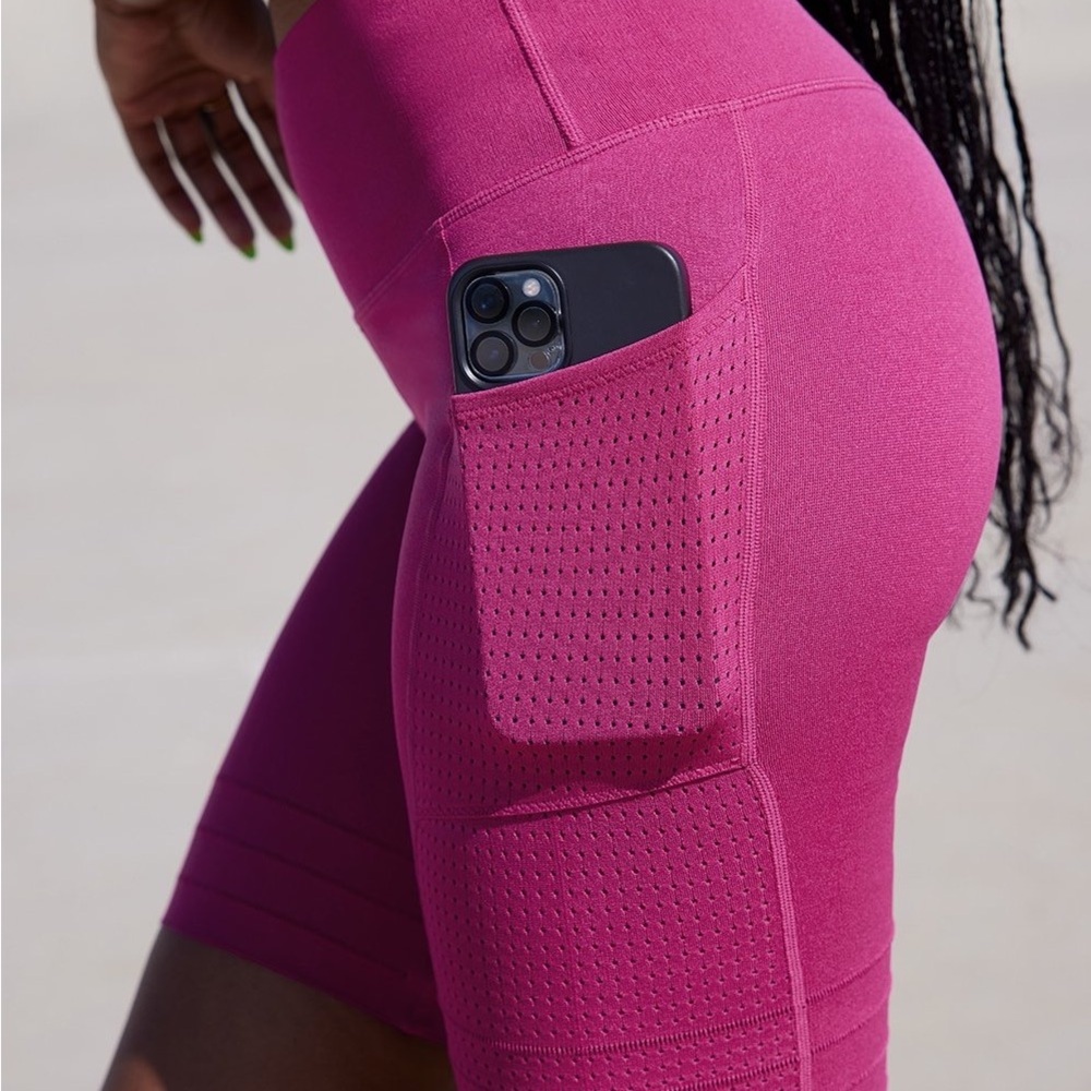 Fabletics High-Waisted SculptKnit Pocket Shorts, Very Berry - Picture 6 of 13
